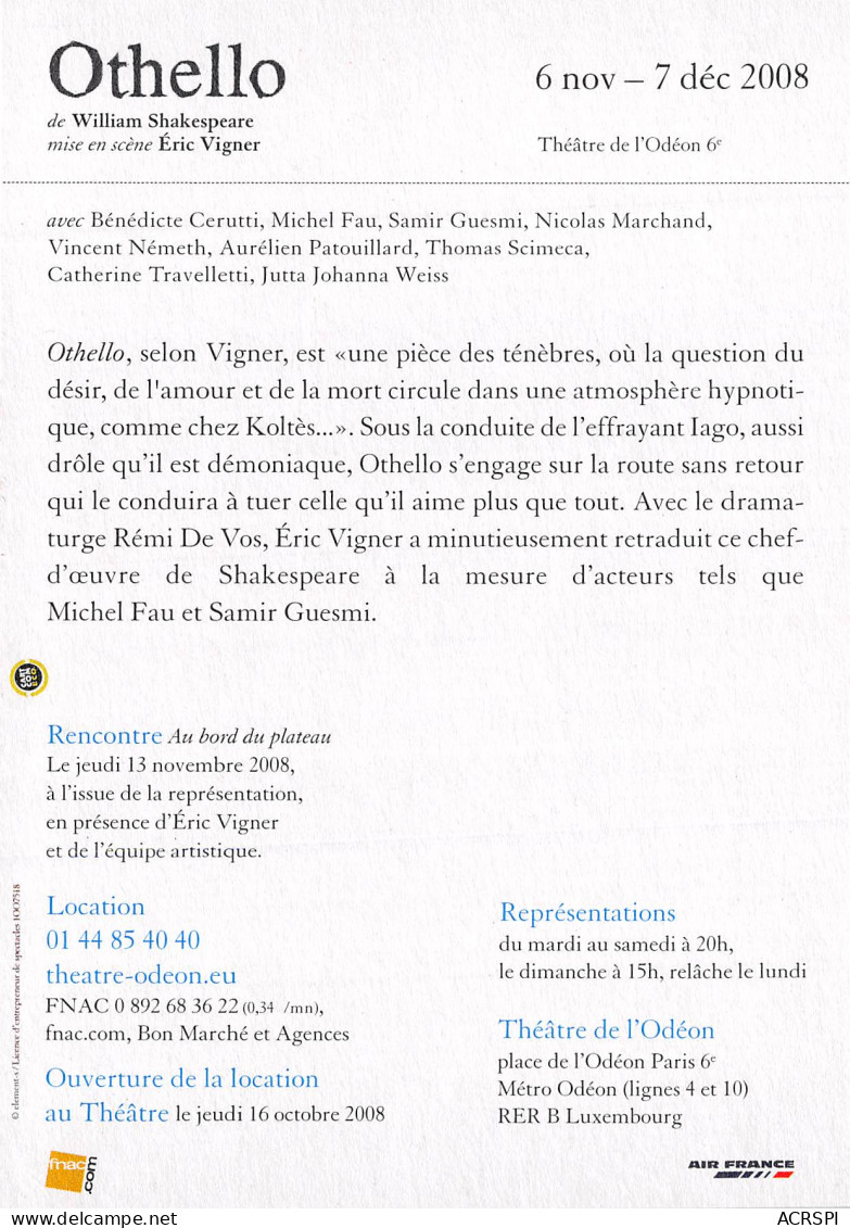 ODEON Othello PARIS 21(scan Recto-verso) MB2313 - Advertising