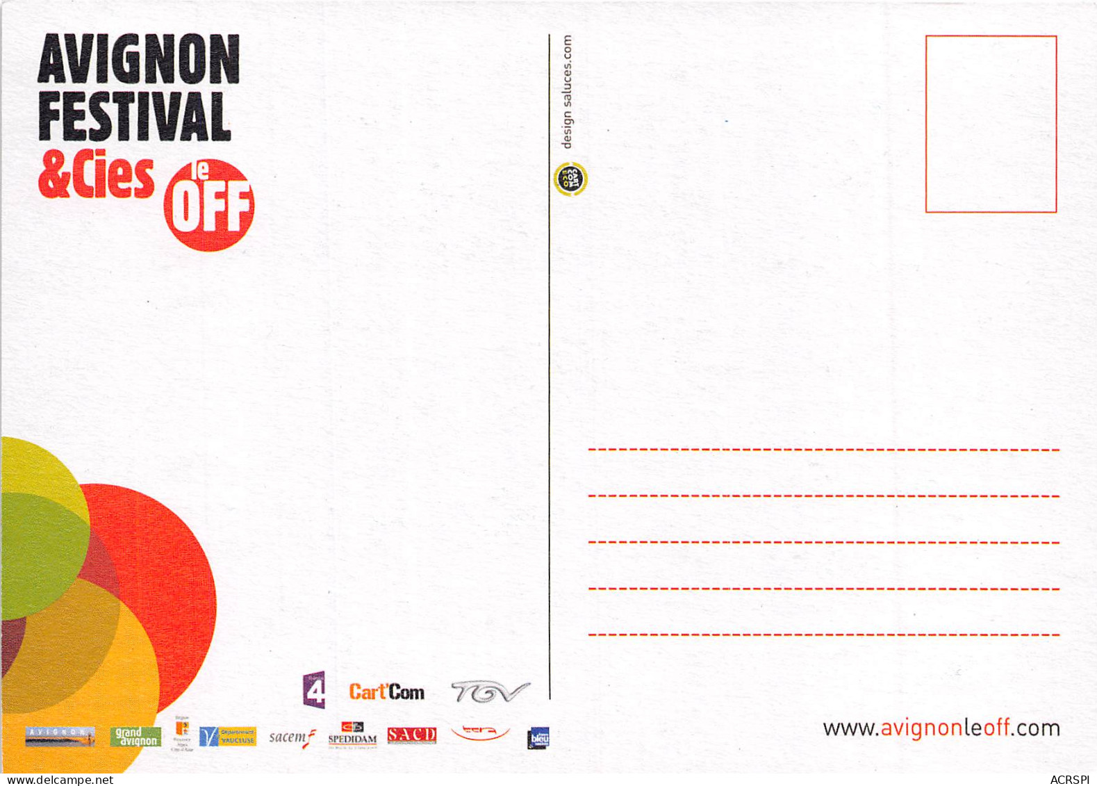 AVIGNON FESTIVAL ET SCIE AVIGNON OFF Le Plus Grand Theatre Du Monde 26(scan Recto-verso) MB2313 - Werbepostkarten