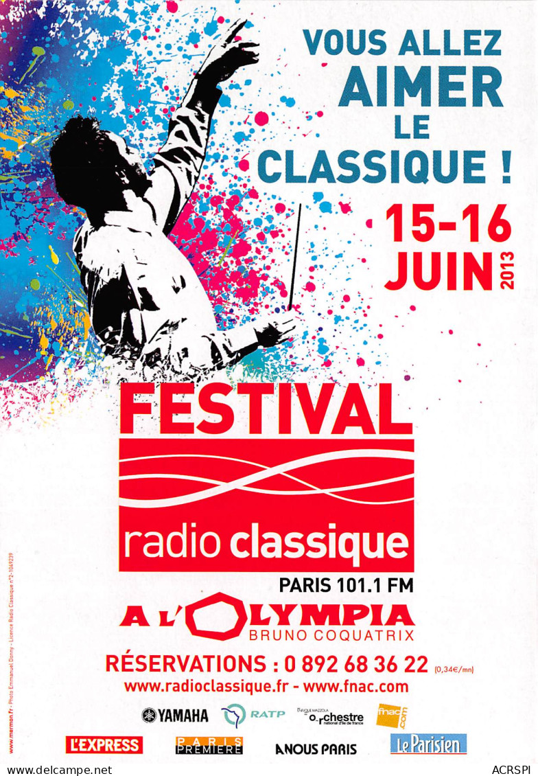 FESTIVAL Radio Classique A L Olympia PARIS 29(scan Recto-verso) MB2313 - Advertising