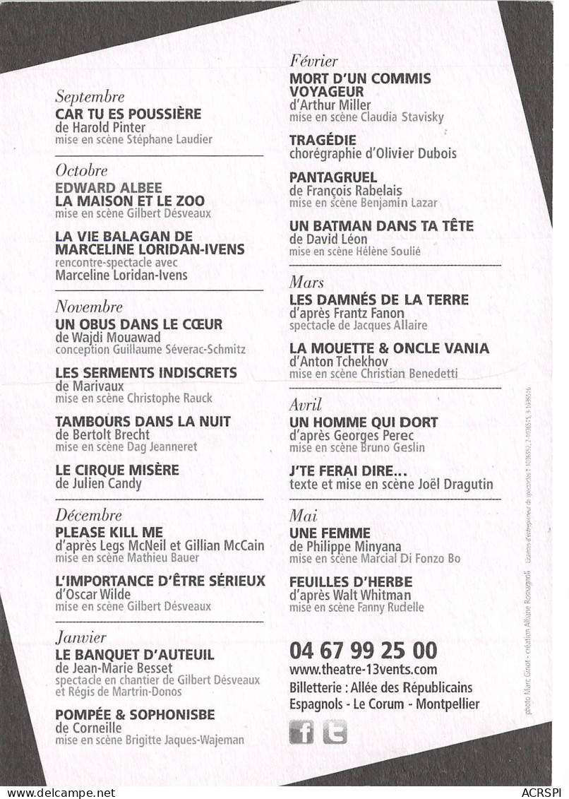 Theatre Des 13vents Montpellier Parfois Il Faut Faire Un Grand Detour 1(scan Recto-verso) MB2314 - Reclame
