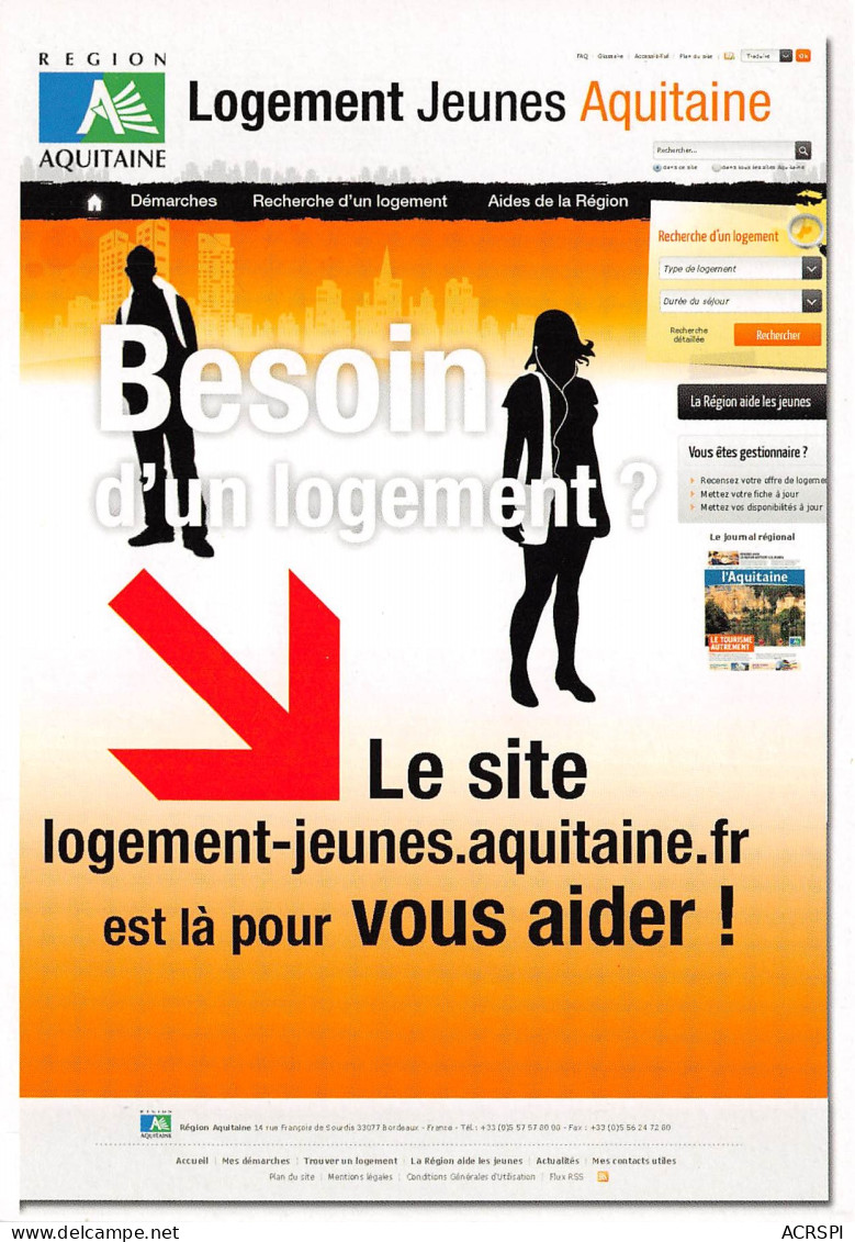 LOGEMENT JEUNES AQUITAINE Besoin D Un Logement 13(scan Recto-verso) MB2314 - Werbepostkarten