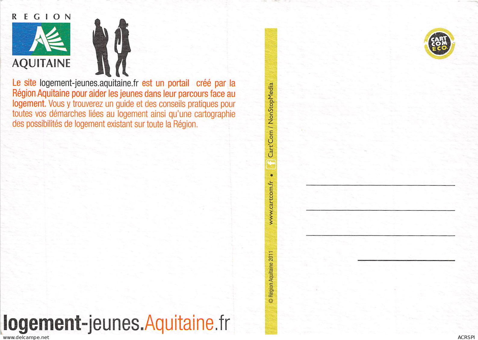 LOGEMENT JEUNES AQUITAINE Besoin D Un Logement 13(scan Recto-verso) MB2314 - Advertising