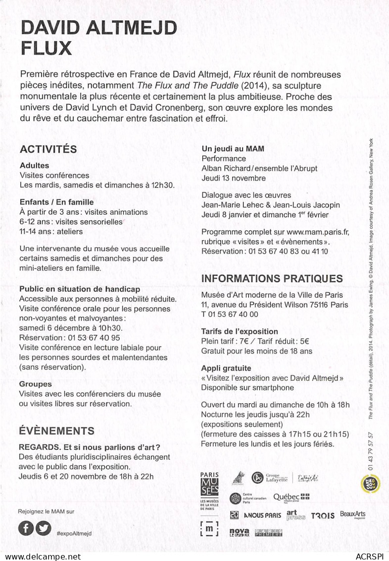 DAVID Altmejd Musee D Art Modern PARIS 17(scan Recto-verso) MB2314 - Werbepostkarten