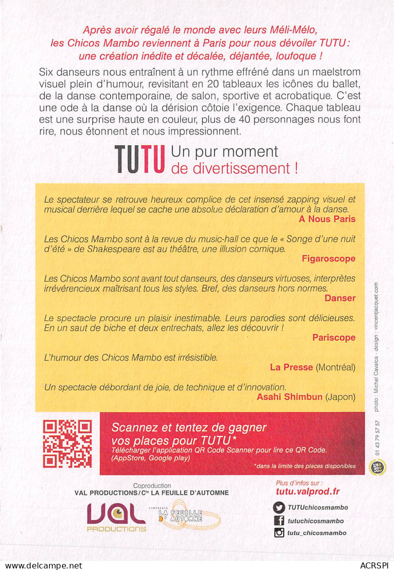 CHICOS MAMBO TUTU La Danse Dans Tous Ses Etats 20(scan Recto-verso) MB2314 - Advertising