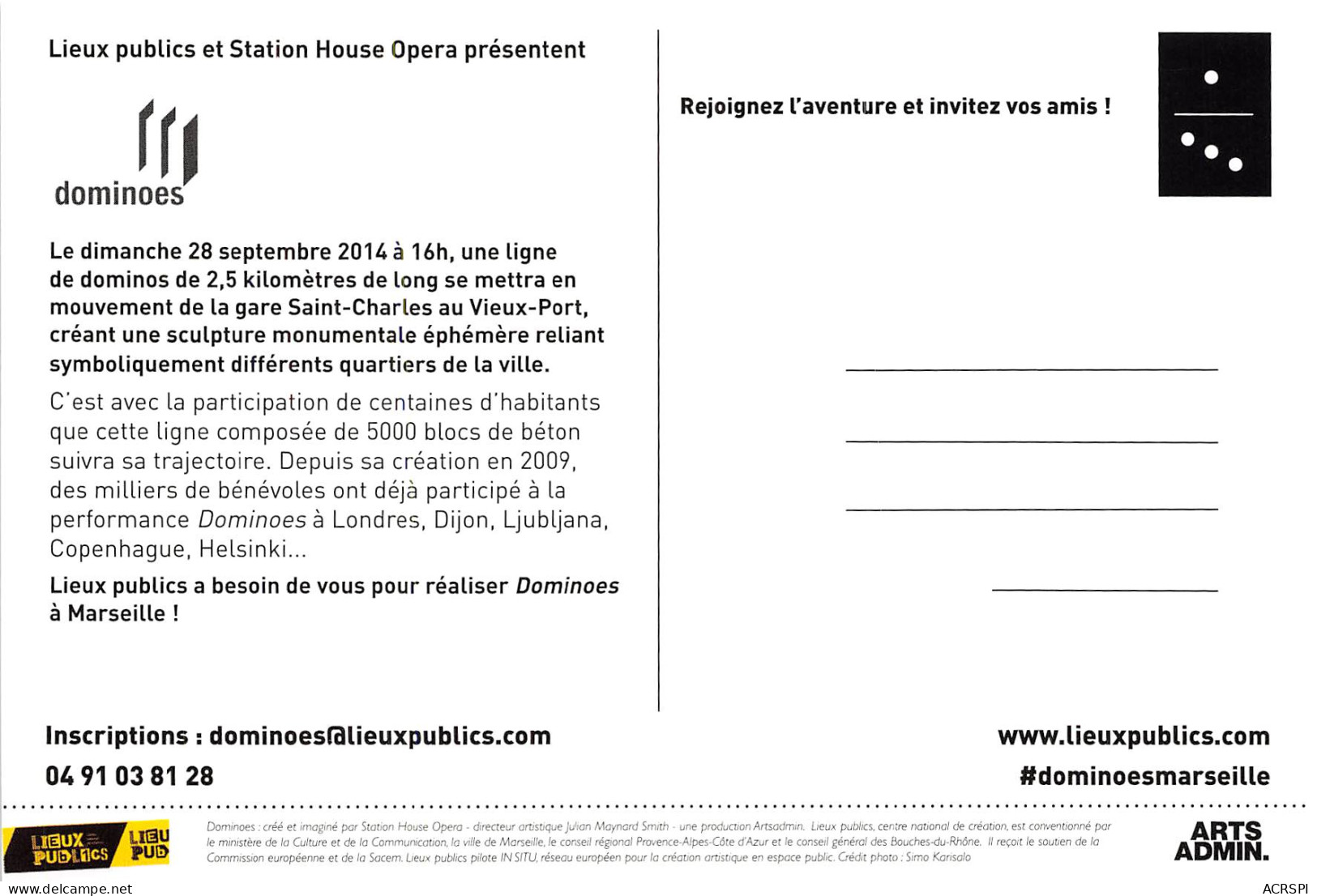 DOMINOES MARSEILLE Une Performance De Station House Opera 25(scan Recto-verso) MB2315 - Advertising