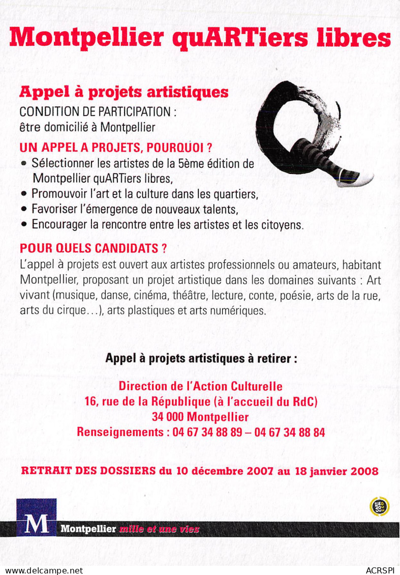 MONTPELLIER Quartiers Libres 3(scan Recto-verso) MB2316 - Advertising