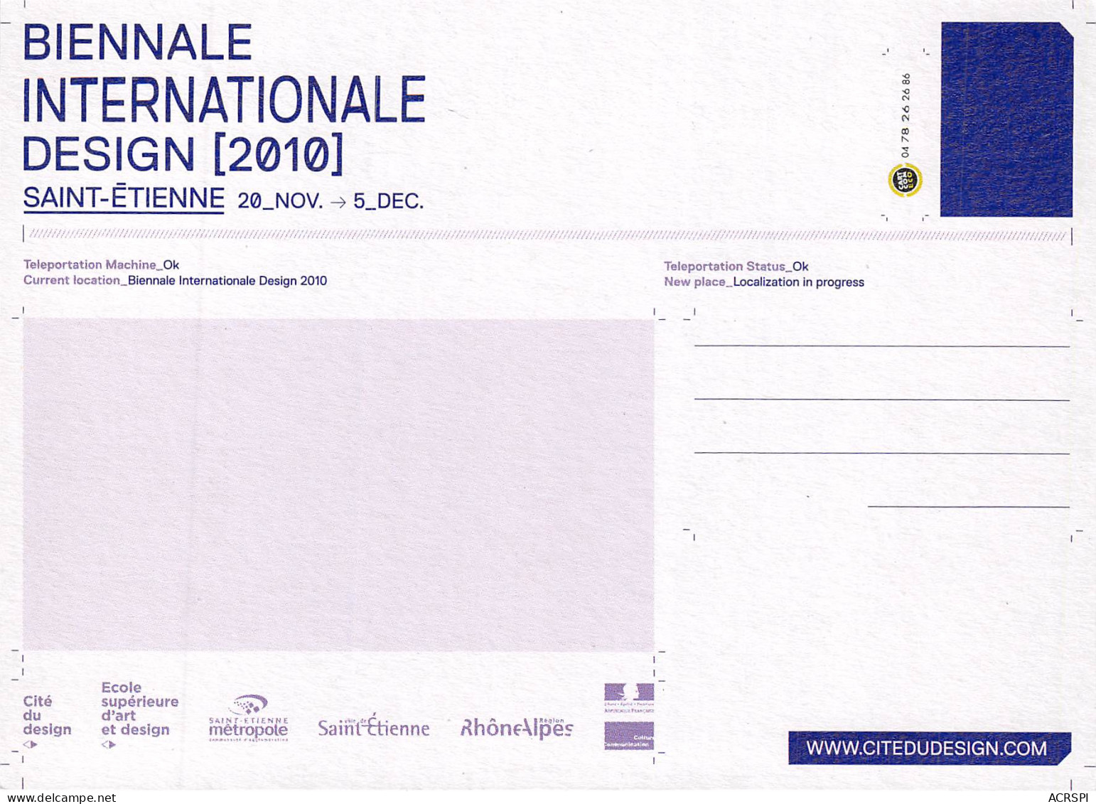 BIENNALE INTERNATIONNALE DESIGN SAINT ETIENNE 2010 9(scan Recto-verso) MB2316 - Werbepostkarten