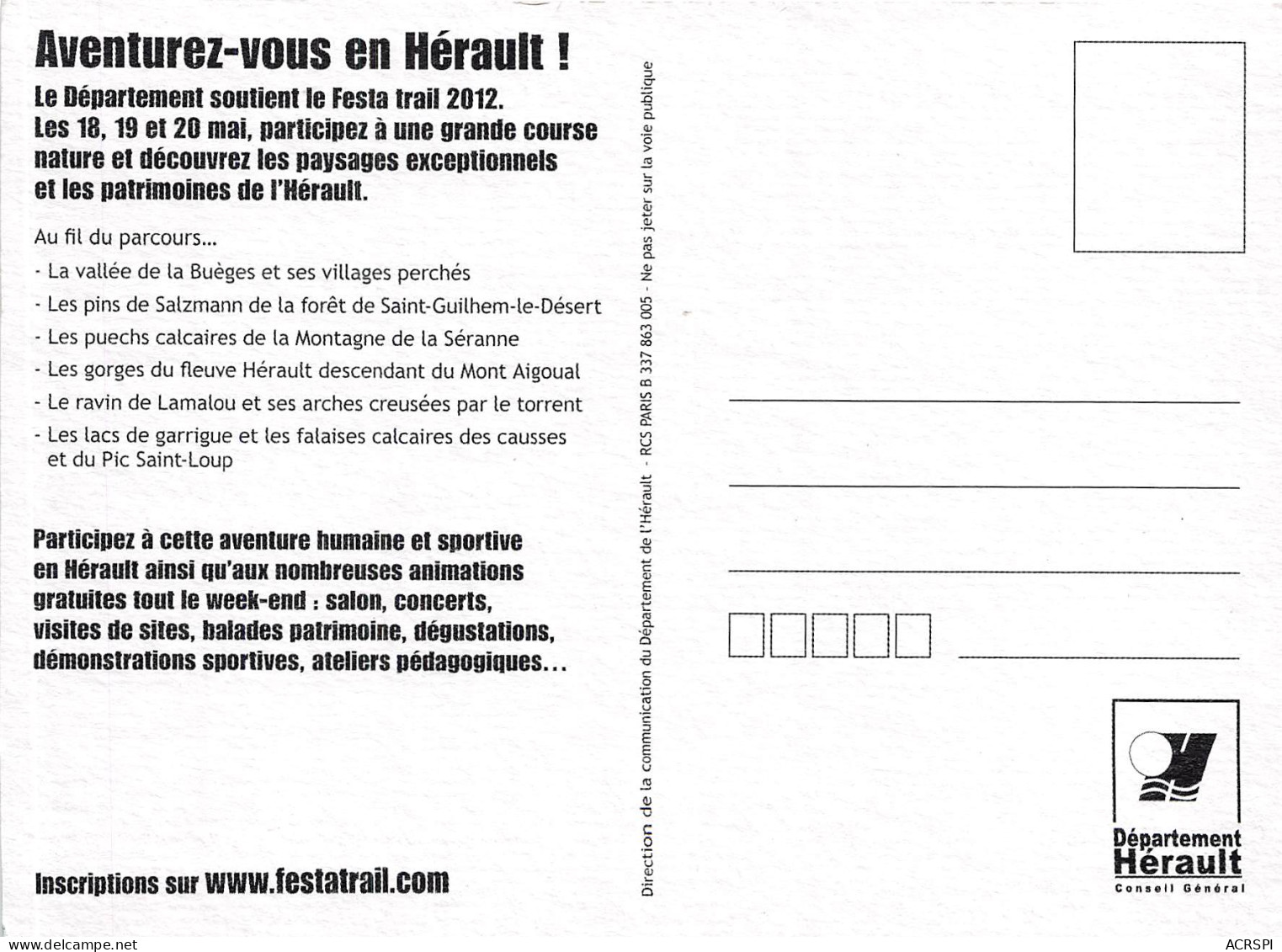 FESTATRAIL PIC SAINT LOUP 13(scan Recto-verso) MB2318 - Reclame