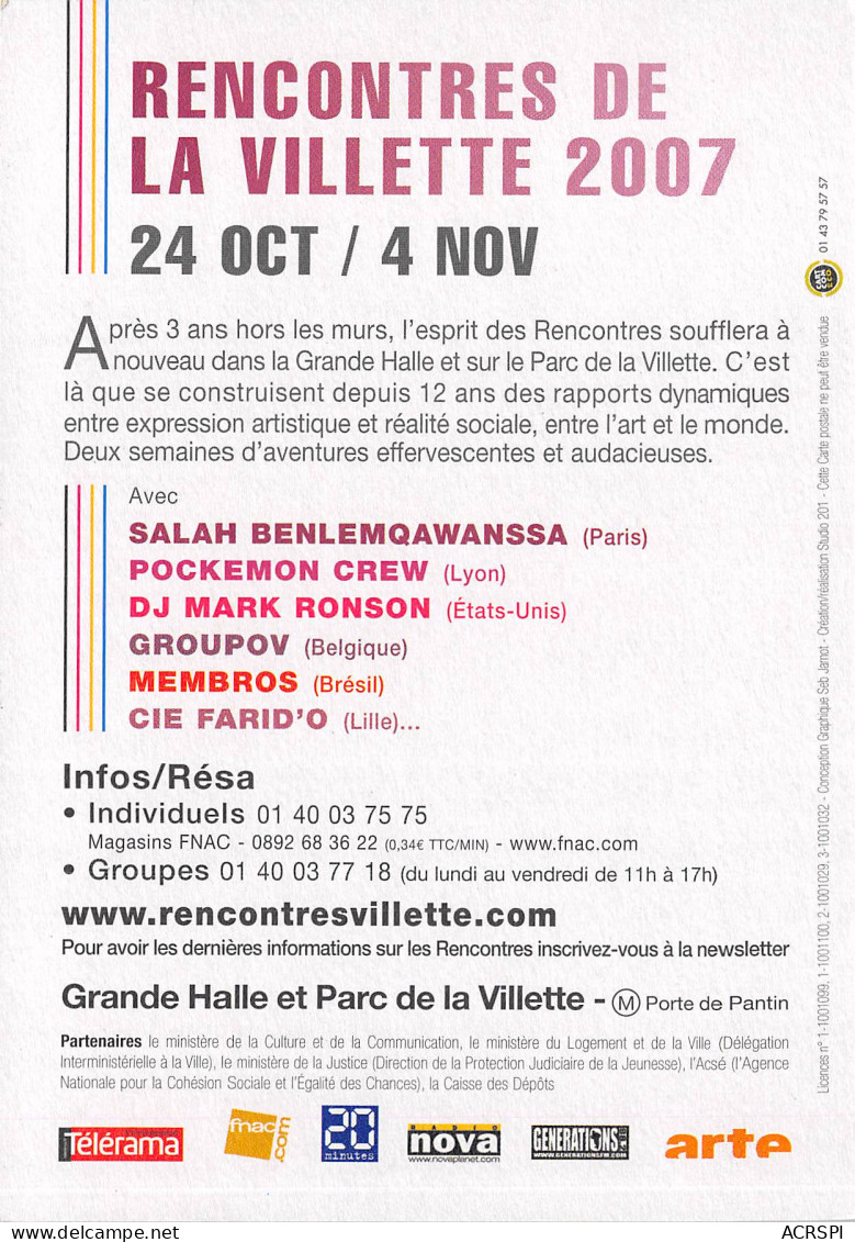 RENCONTRES DE LA VILETTE 17(scan Recto-verso) MB2318 - Advertising