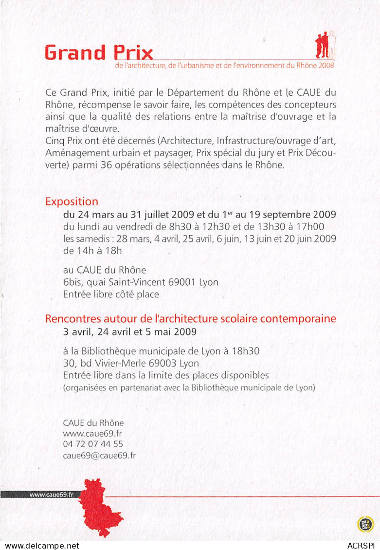 L Observatoire Caue Rhone Grand Prix 2008 De La Rchitecture 23(scan Recto-verso) MB2318 - Werbepostkarten