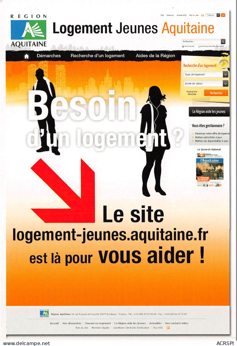 REGION AQUITAINE Logement Jeunes Aquitaine Besoin D Un Logement 5(scan Recto-verso) MB2319 - Werbepostkarten