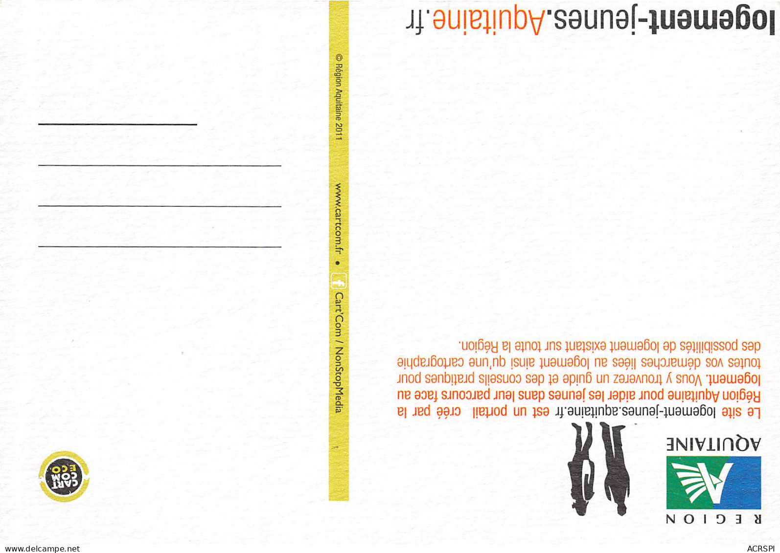 REGION AQUITAINE Logement Jeunes Aquitaine Besoin D Un Logement 5(scan Recto-verso) MB2319 - Advertising