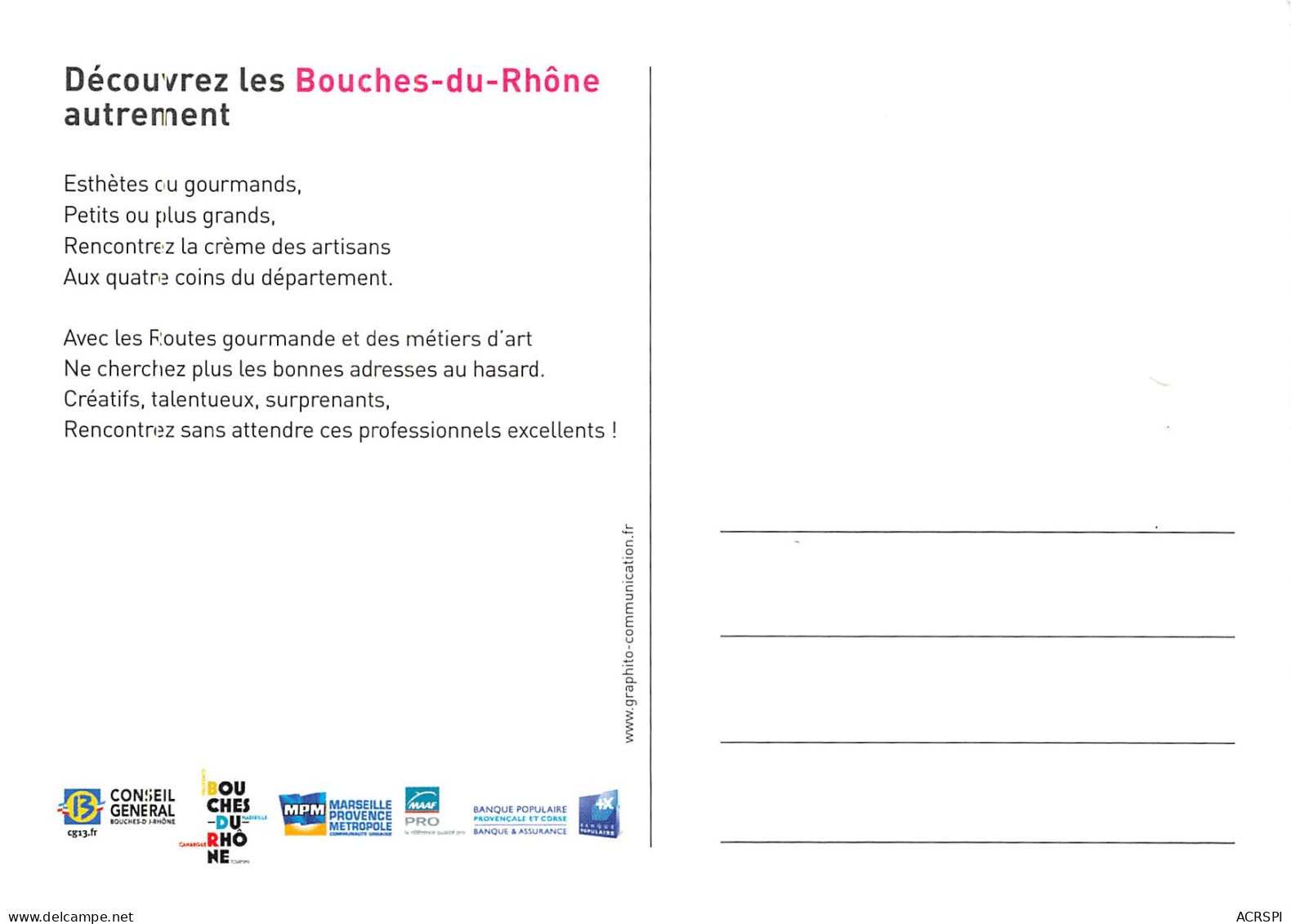 La Route Gourmande La Route Des Metiers D Art Bouches Du Rhone 13(scan Recto-verso) MB2319 - Werbepostkarten