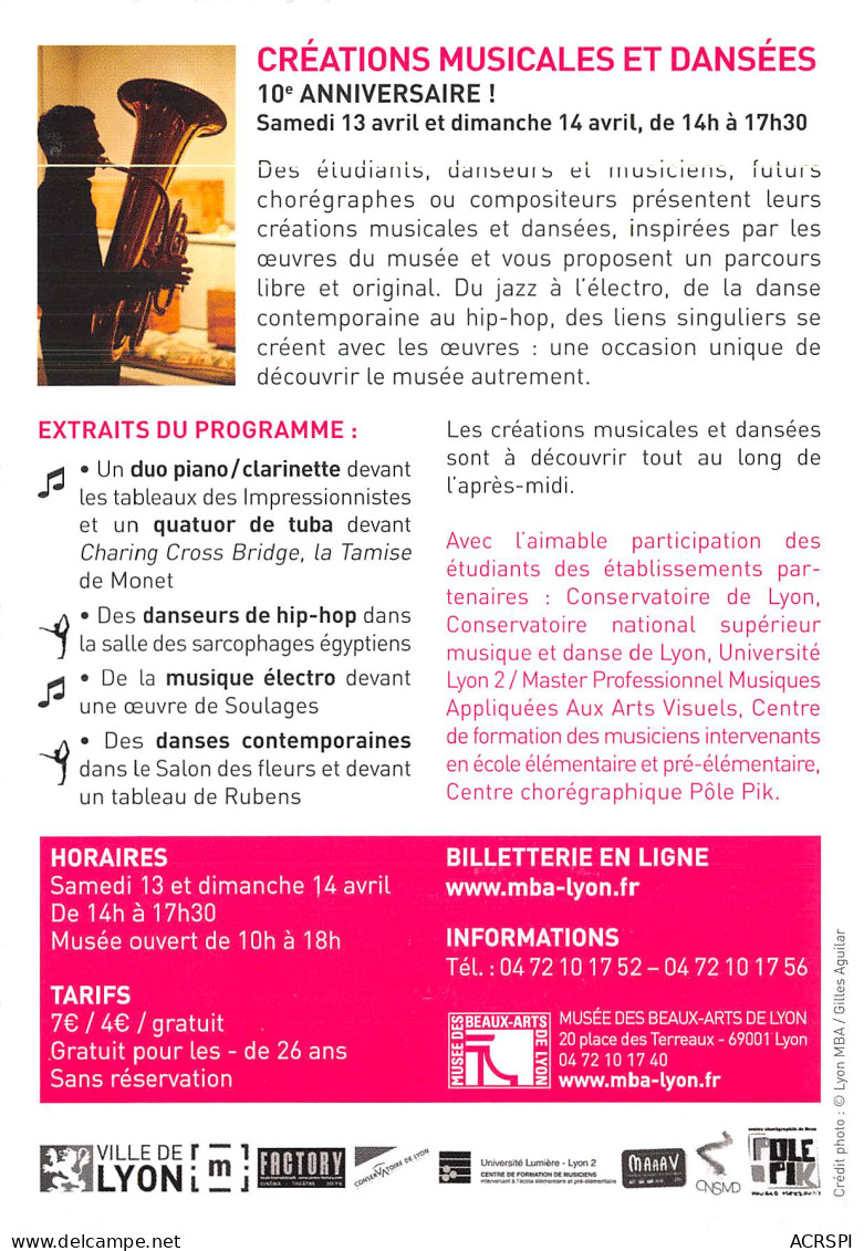 Creation Musicales Et Dansees 10e Anniversaire Musee Des Beaux Arts De Lyon 27(scan Recto-verso) MB2319 - Werbepostkarten