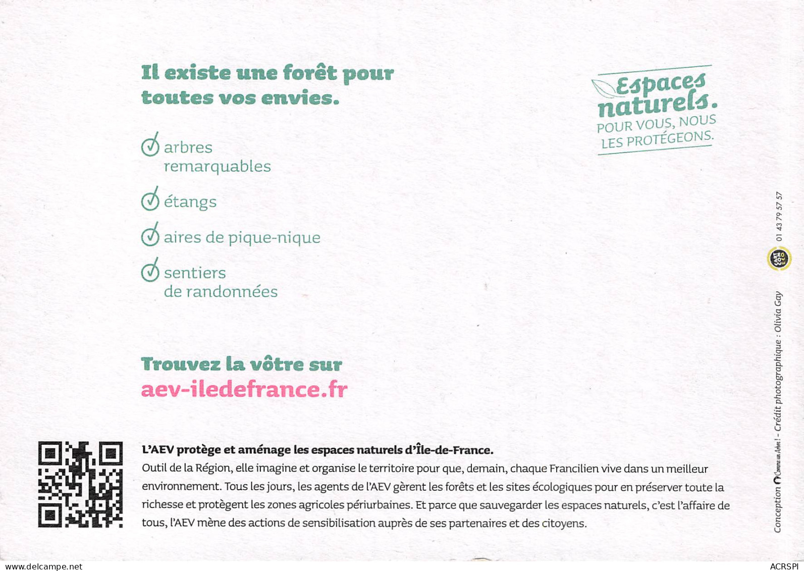 ILE DE FRANCE Agence Des Espaces Verts En Foret C Est Mieux 6(scan Recto-verso) MB2320 - Advertising