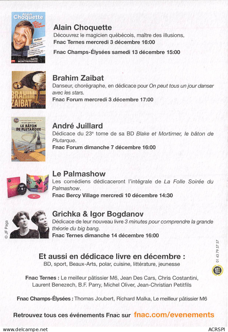 LES RENDEZ VOUS FNAC Dedicaces Le Palmashow 16(scan Recto-verso) MB2320 - Werbepostkarten