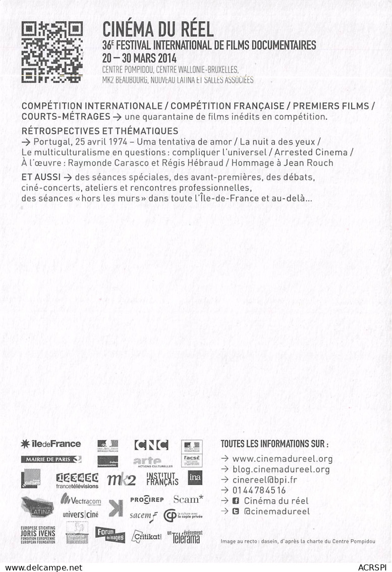 Festival International De Films Documentaires 36e Cinema Du Reel 7(scan Recto-verso) MB2321 - Advertising