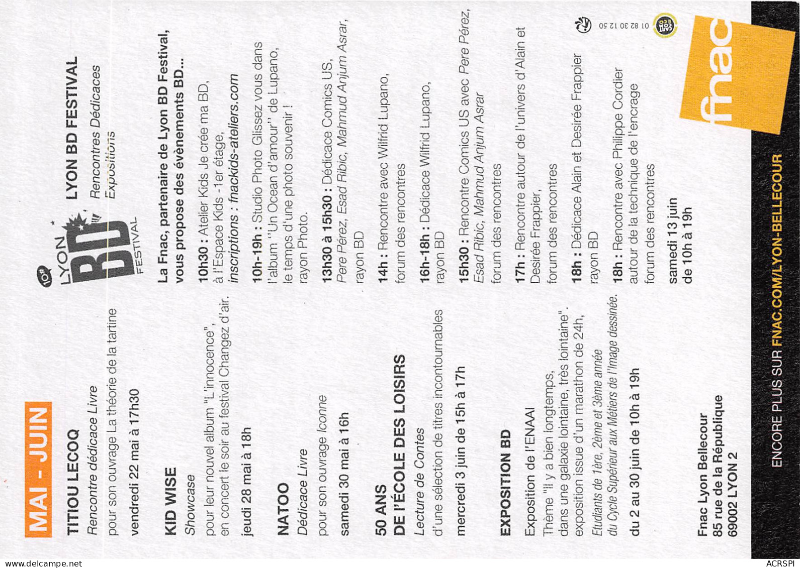 Evenements FNAC FNAC DE LYON BELLECOUR 17(scan Recto-verso) MB2321 - Werbepostkarten