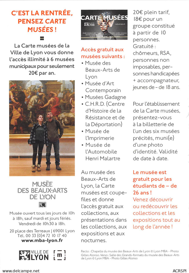 MUSEE DES BEAUX ARTS DE LYON C Est La Rentree Pensez Carte Musees 27(scan Recto-verso) MB2321 - Advertising