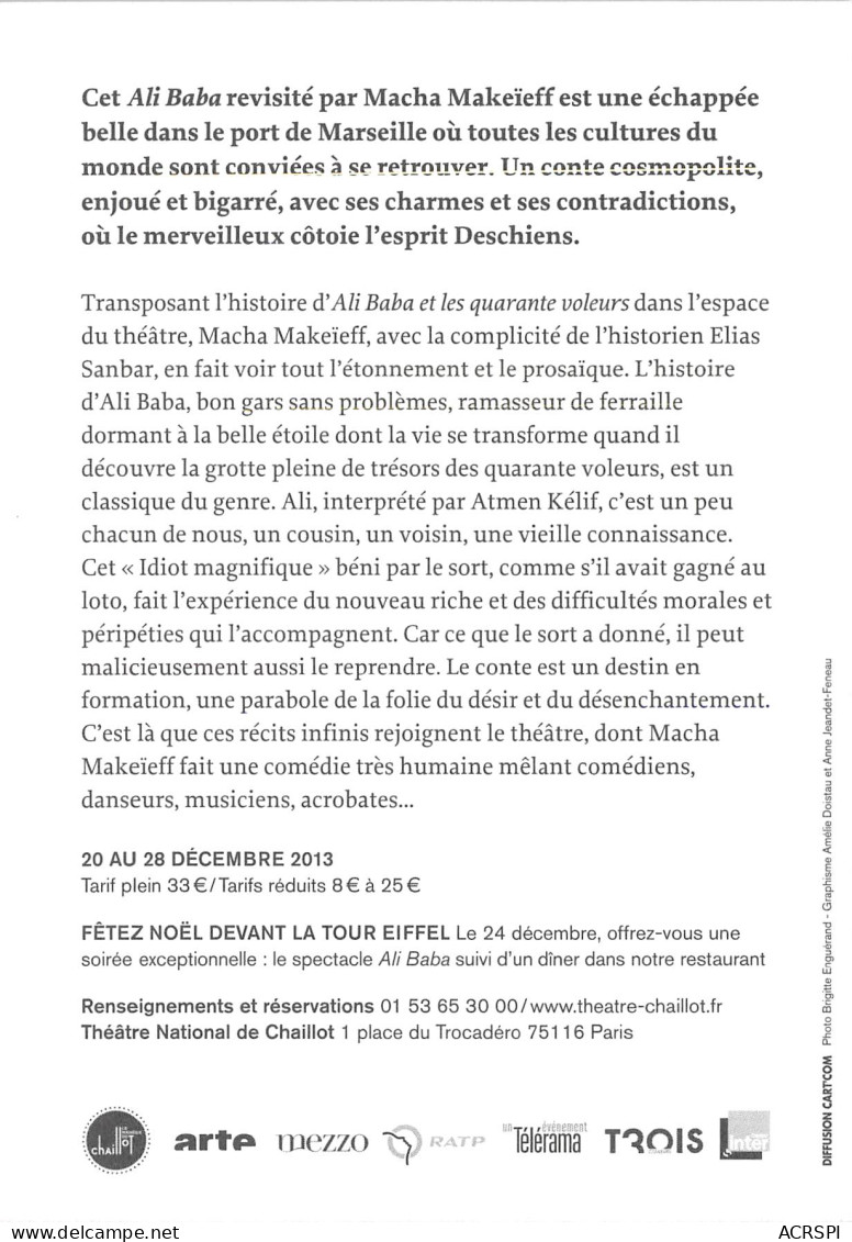 ALI BABA Macha Makeieff Theatre National De Chaillot 8(scan Recto-verso) MB2323 - Advertising