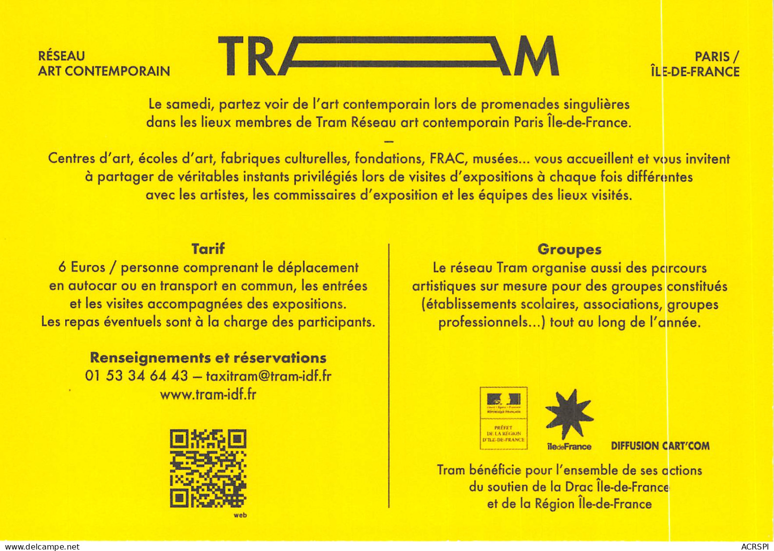 TRAM Reseau Art Contemporain Paris Ile De France 9(scan Recto-verso) MB2323 - Reclame