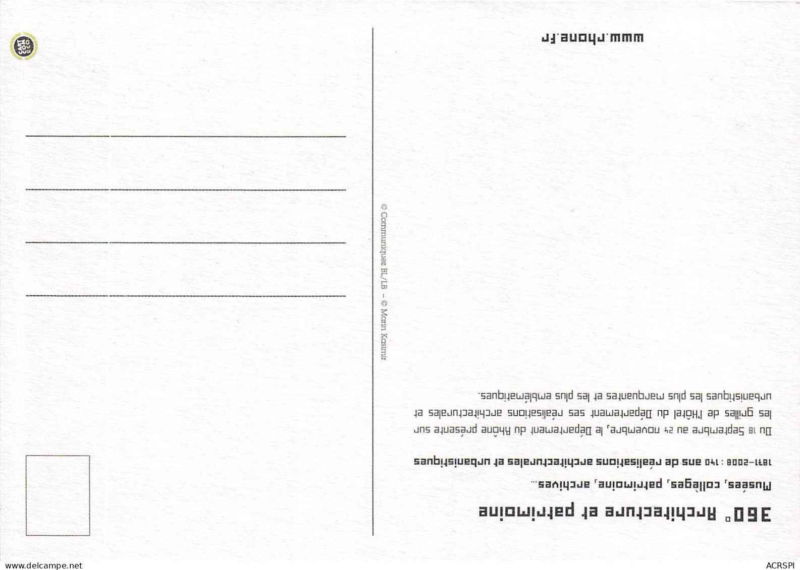 RHONE Le Departement 360 Degres Architecture Et Patrimoine Rhone 24(scan Recto-verso) MB2323 - Werbepostkarten