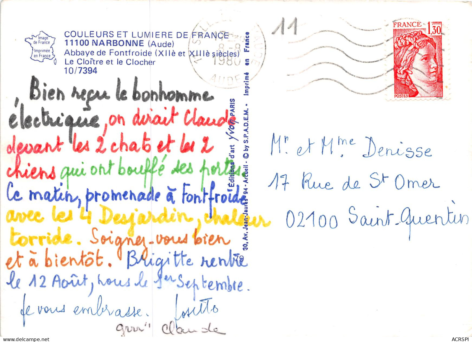 NARBONNE Abbaye De Fontfroide Le Cloitre Et Le Clocher 28(scan Recto-verso) MB2327 - Narbonne