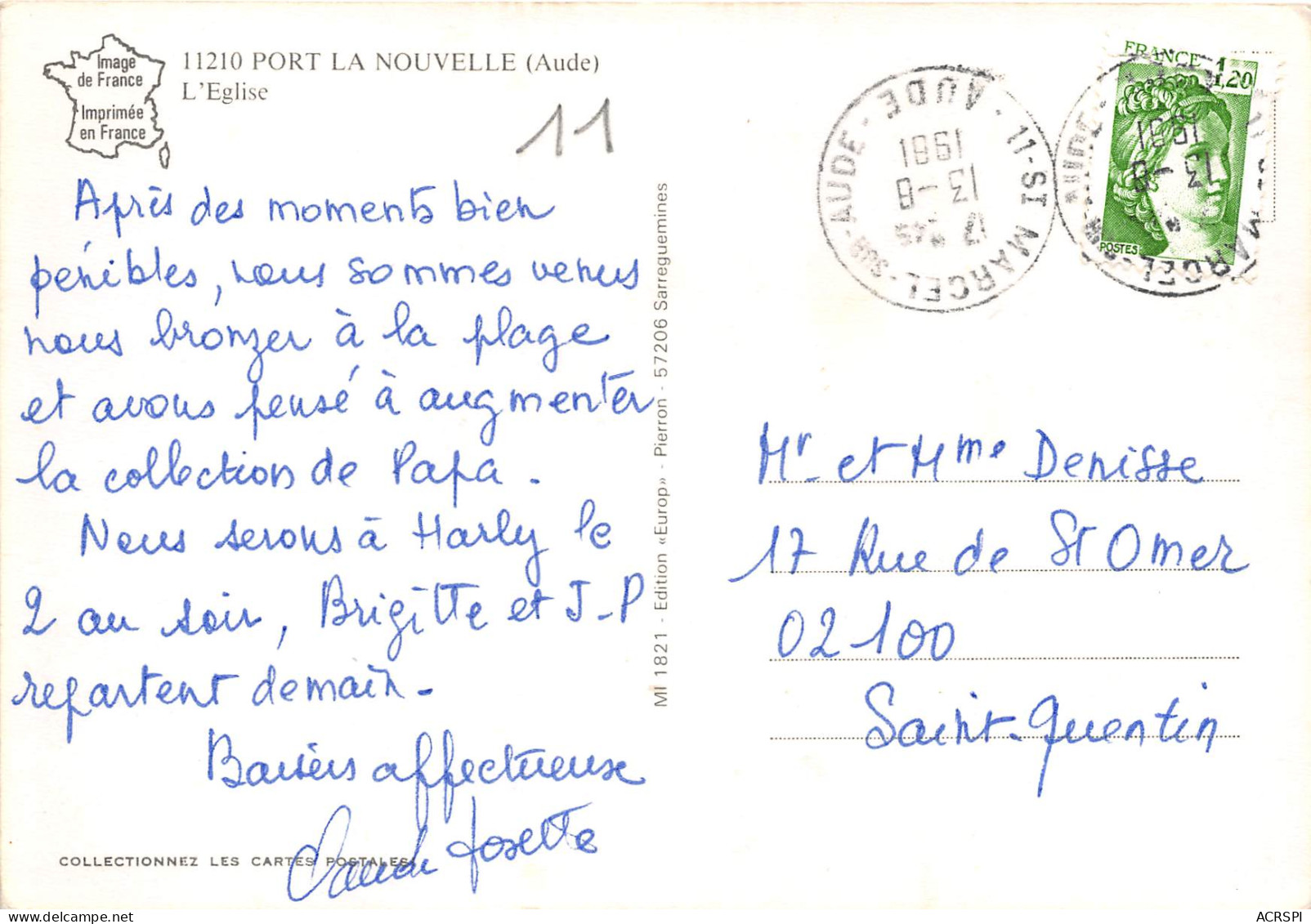 PORT LA NOUVELLE L Eglise 30(scan Recto-verso) MB2333 - Port La Nouvelle