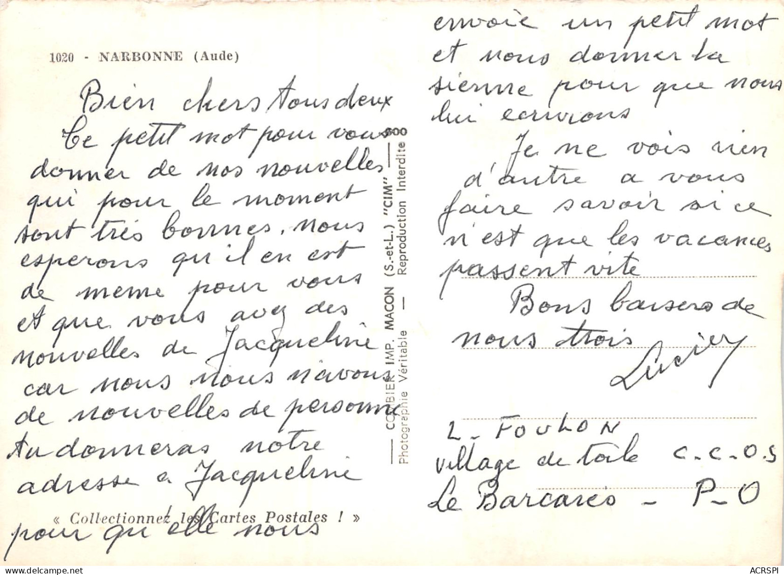 NARBONNE 29(scan Recto-verso) MB2335 - Narbonne