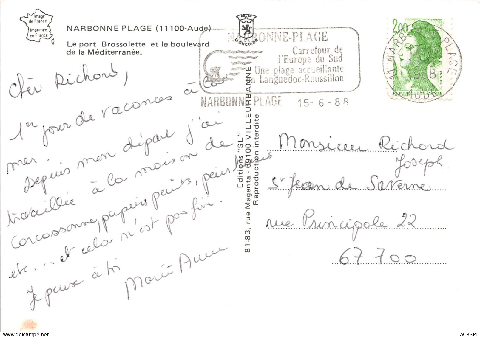 NARBONNE PLAGE Le Port Brossolette Et Le Boulevard De La Mediterranee 10(scan Recto-verso) MB2336 - Narbonne