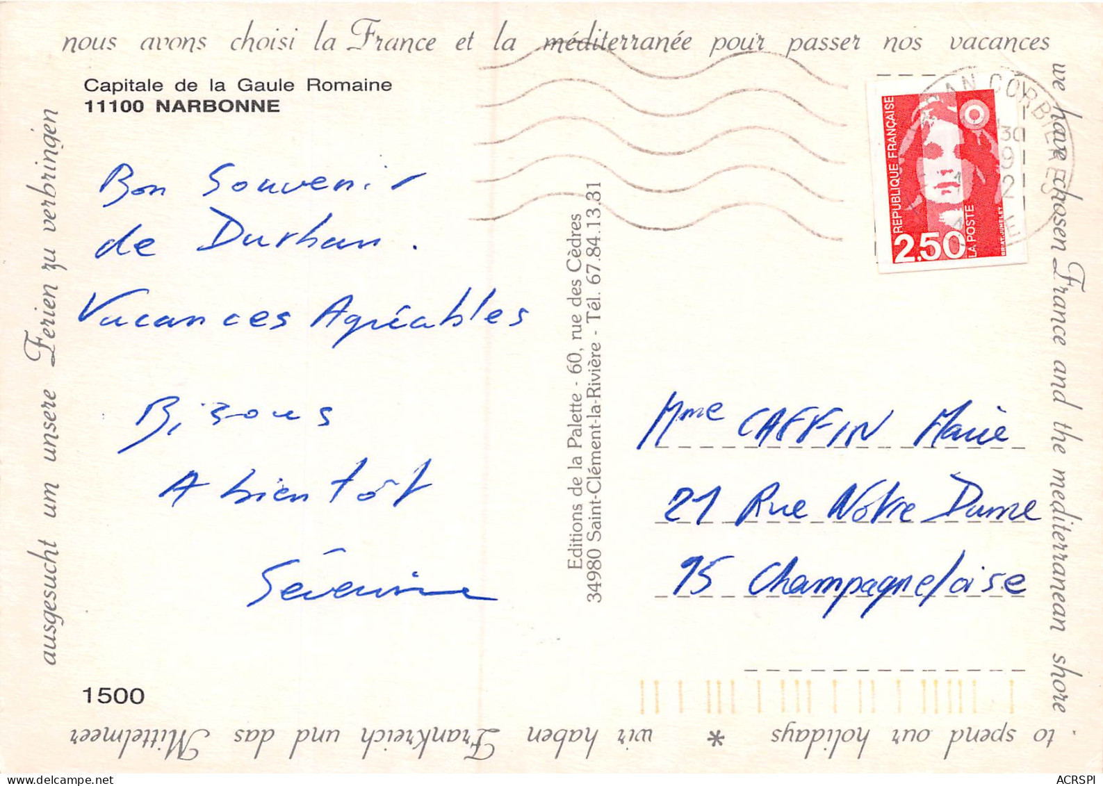 NARBONNE Capitale De La Gaule Romaine  8(scan Recto-verso) MB2340 - Narbonne