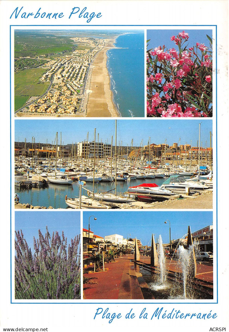 NARBONNE PLAGE Vue Aerienne Le Port De Plaisance Fontaine Du Boulevard De La Mediterranee 17(scan Recto-verso) MB2340 - Narbonne