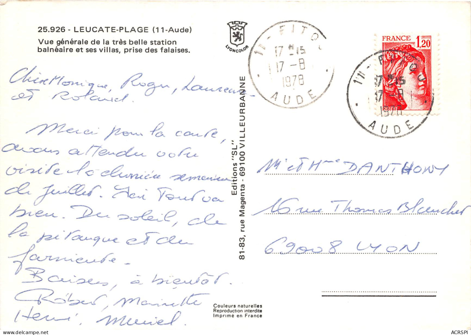 LEUCATE PLAGE Vue Generale De La Tres Belle Station Balneaire Et Ses Villas Prise Des Falaise24(scan Recto-verso) MB2341 - Leucate