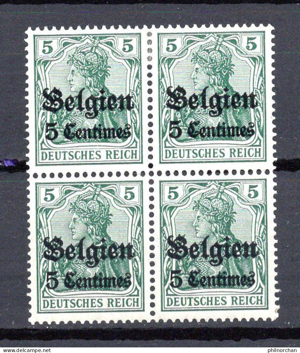 Belgique 1914 Occupation Allemande Neufs**/*  Bloc De 4xN°5  0,30 €    (cote ?) - OC1/25 Gouvernement Général