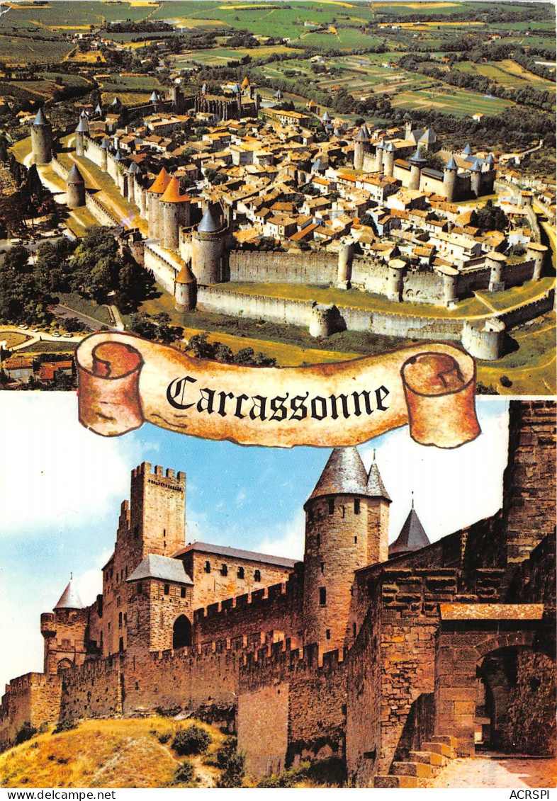 CARCASSONNE Vue Aerienne De La Cite Et La Porte Narbonnaise  21(scan Recto-verso) MB2342 - Carcassonne