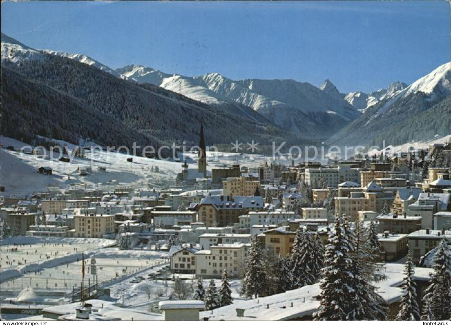 12508904 Davos GR Winterpanorama Eisbahn Buehlenhorn Tinzenhorn Piz Michel Albul - Other & Unclassified