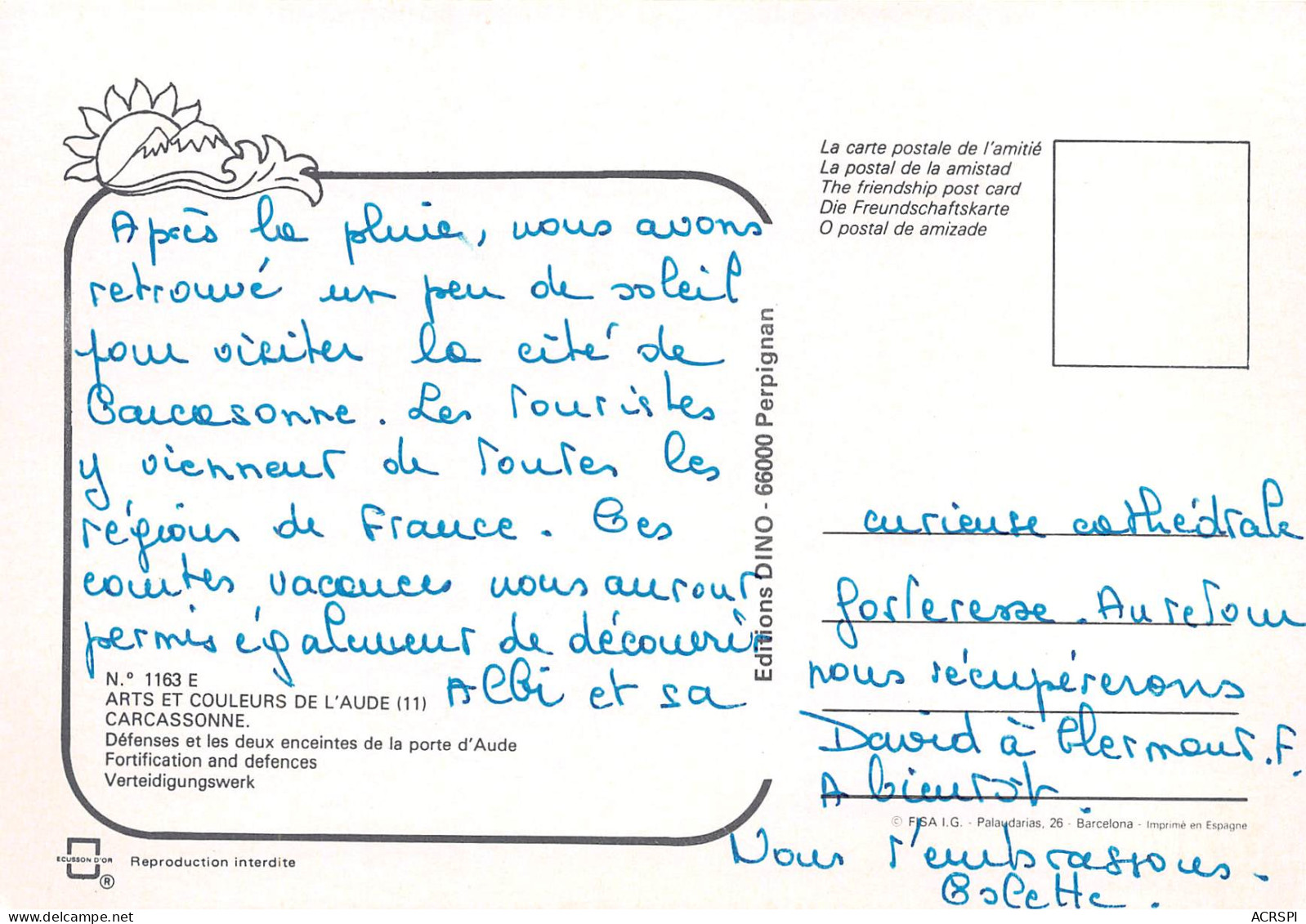 CARCASSONNE  Defenses Et Les Deux Enceintes De La Porte D Aude 23(scan Recto-verso) MB2347 - Carcassonne