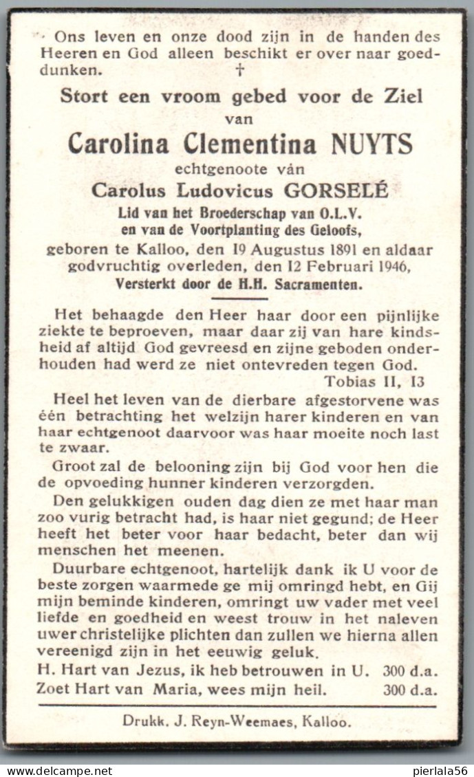 Bidprentje Kallo - Nuyts Carolina Clementina (1891-1946) - Andachtsbilder