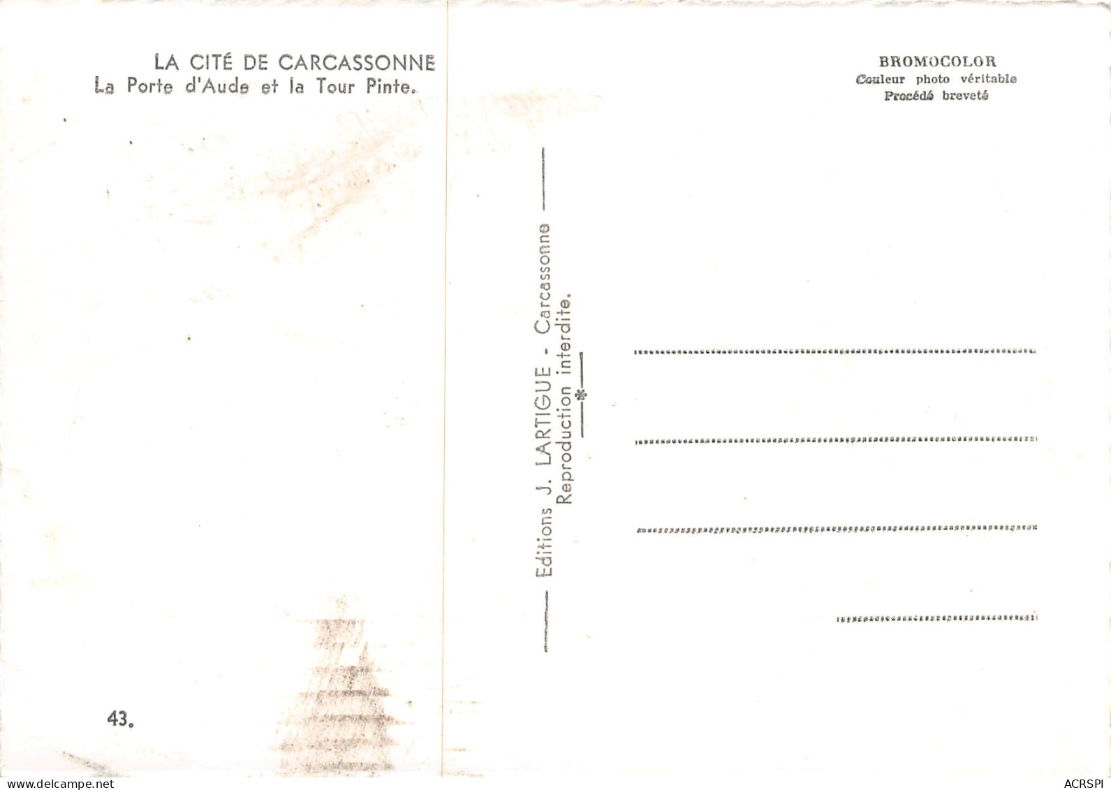 LA CITE DE CARCASSONNE La Porte D Aude Et La Tour Pinte 3(scan Recto-verso) MB2352 - Carcassonne