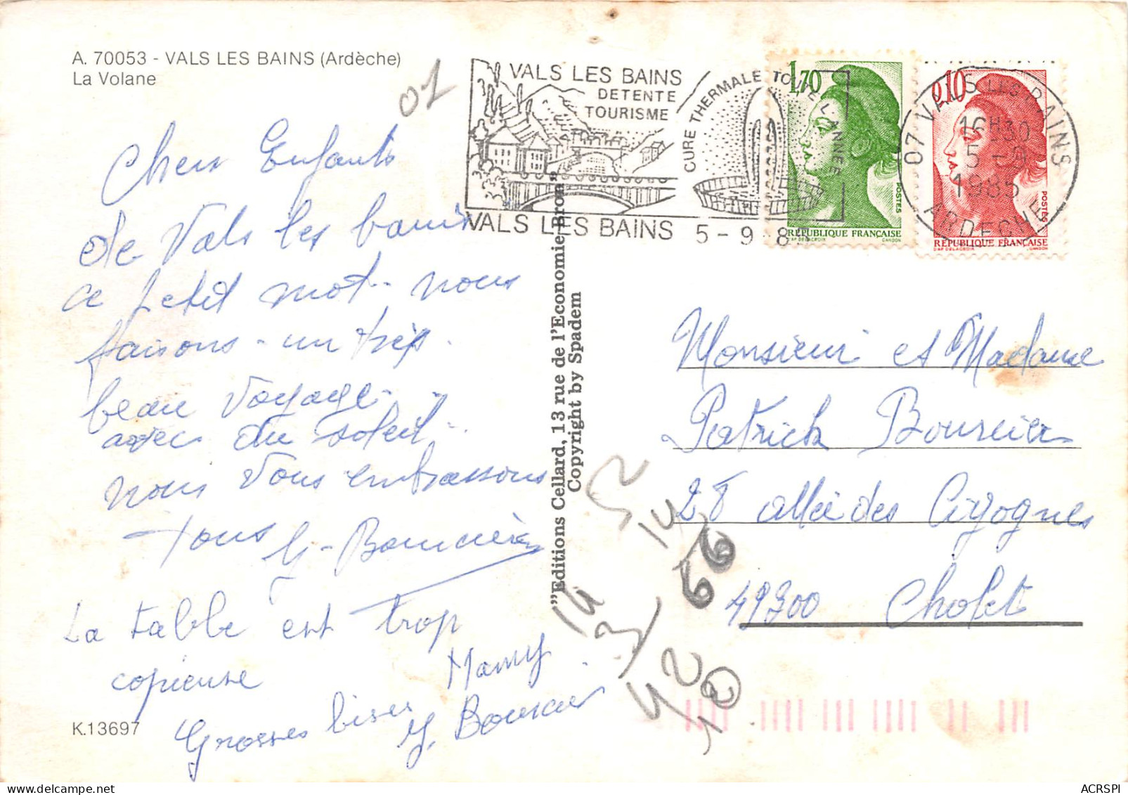 VALS LES BAINS La Volane 5(scan Recto-verso) MB2358 - Vals Les Bains