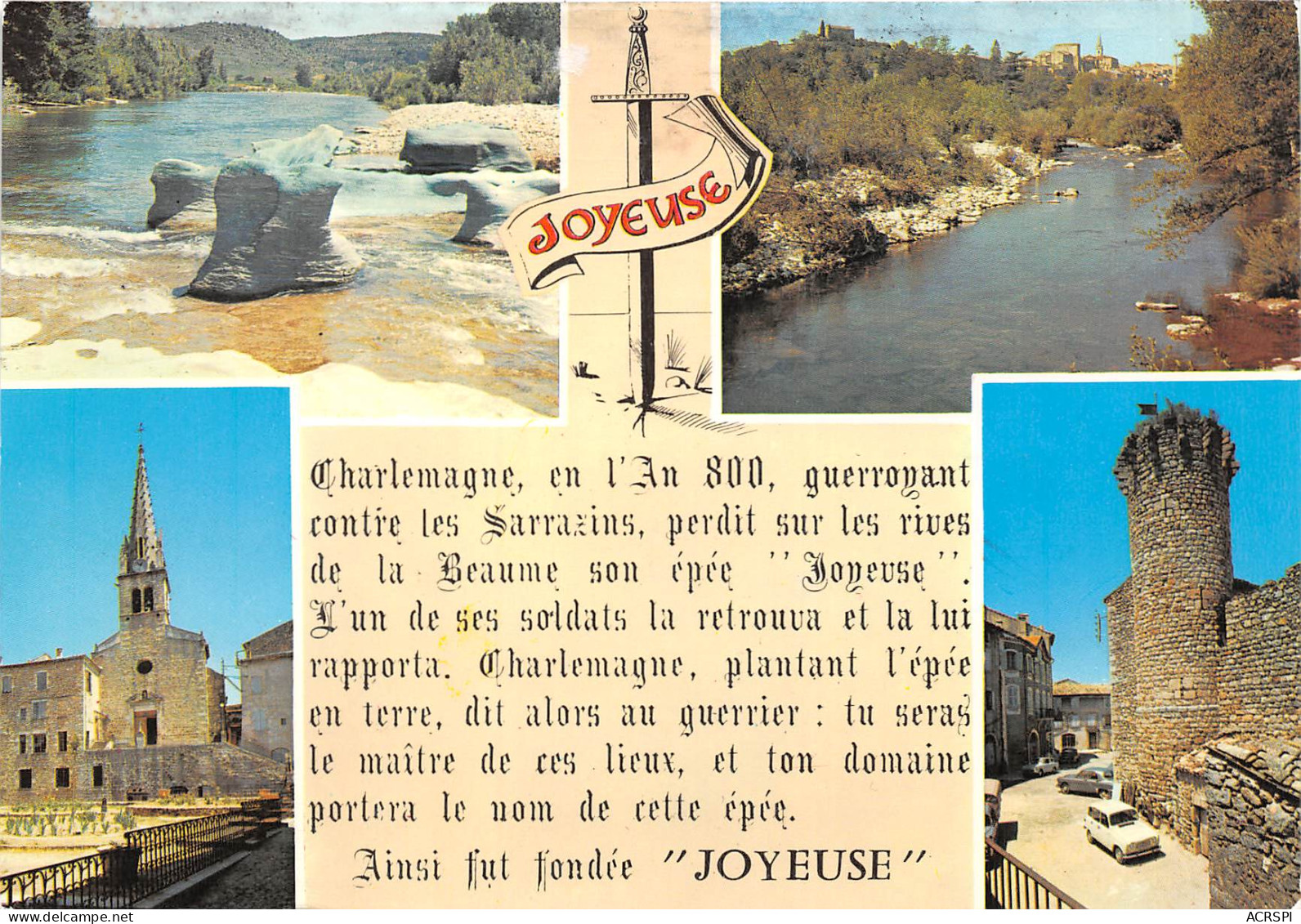 JOYEUSE Les Bords De La Beaume L Eglise Et La Tour De Charlemagne 13(scan Recto-verso) MB2358 - Joyeuse