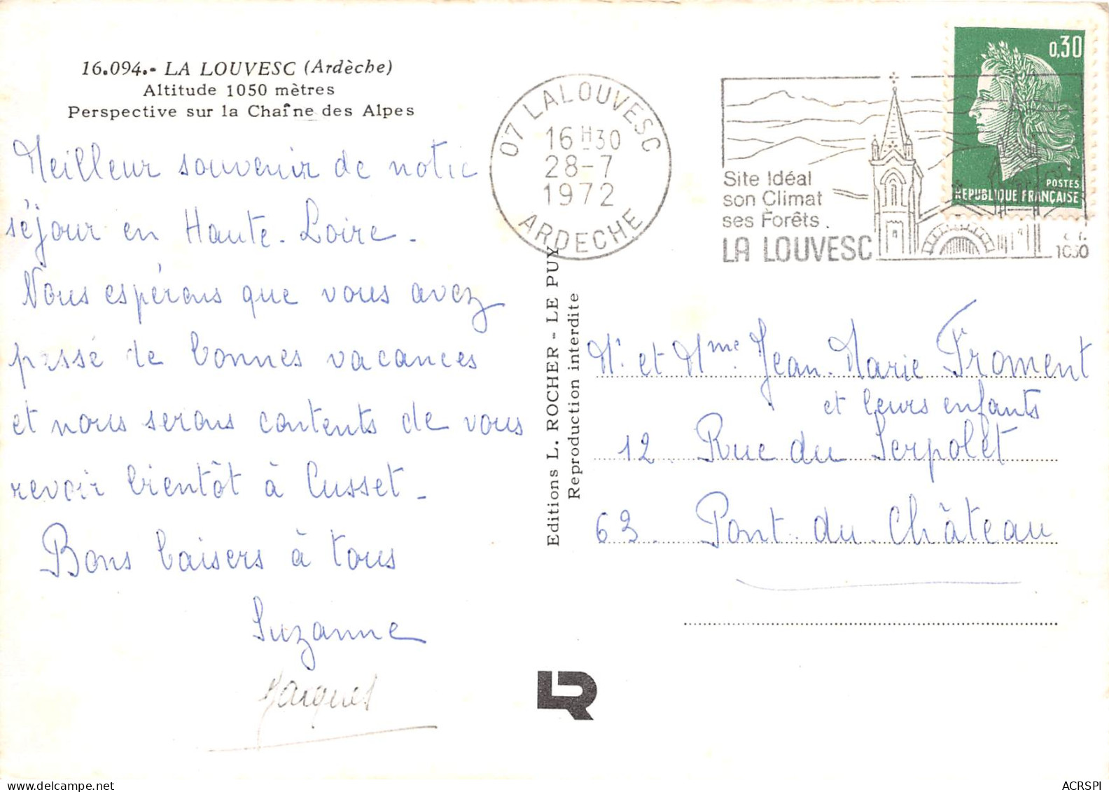 LA LOUVESC Perspective Sur La Chaine Des Alpes 12(scan Recto-verso) MB2361 - La Louvesc