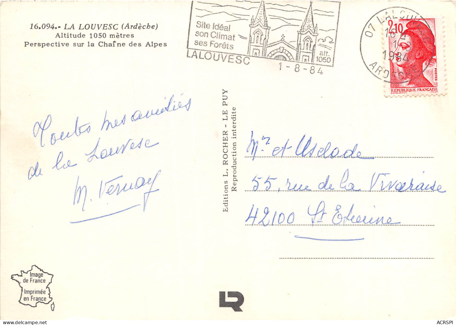 LA LOUVESC Perspective Sur La Chaine Des Alpes 29(scan Recto-verso) MB2362 - La Louvesc
