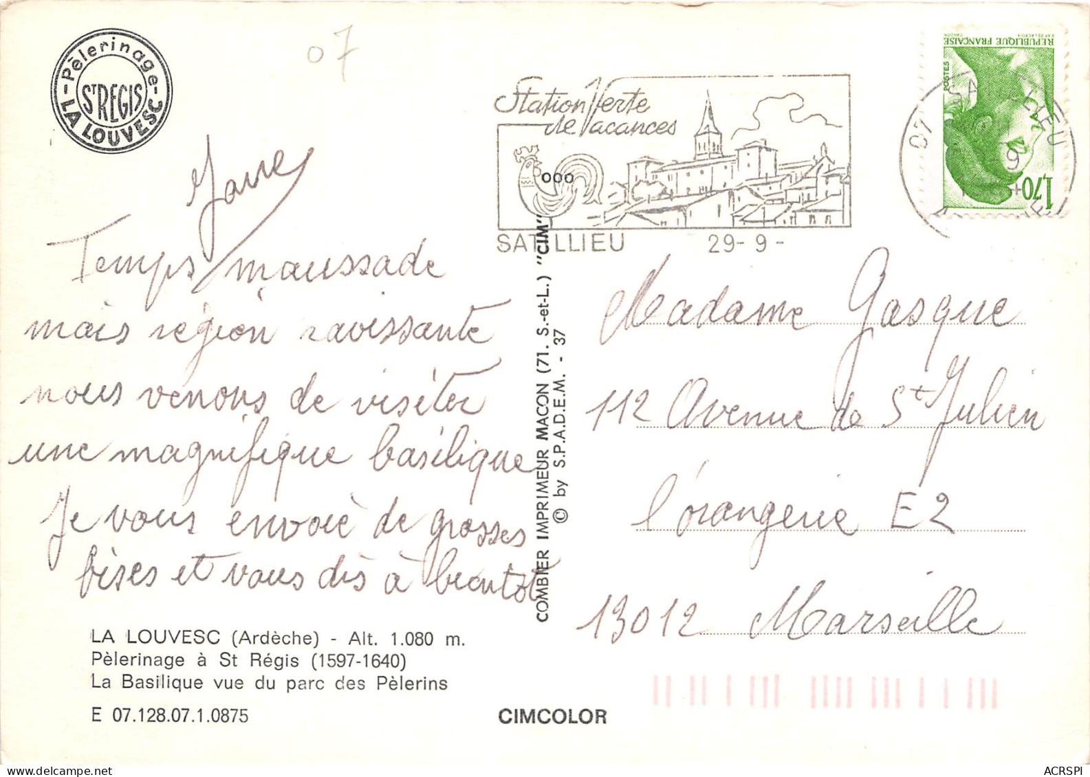 LA LOUVESC Pelerinage A St Regis La Basilique Vue Du Parc Des Pelerins 20(scan Recto-verso) MB2364 - La Louvesc