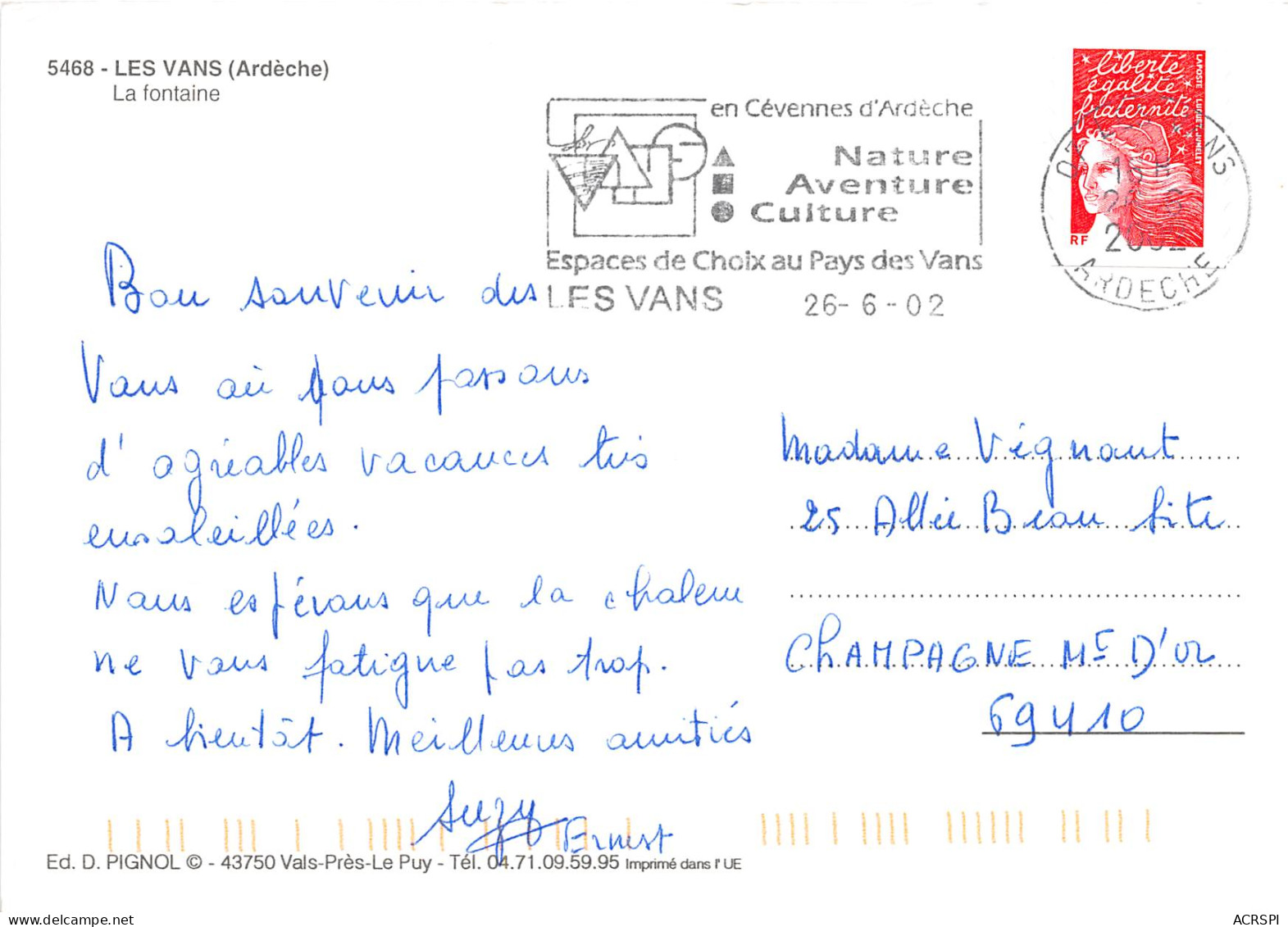 LES VANS La Fontaine 1(scan Recto-verso) MB2369 - Les Vans