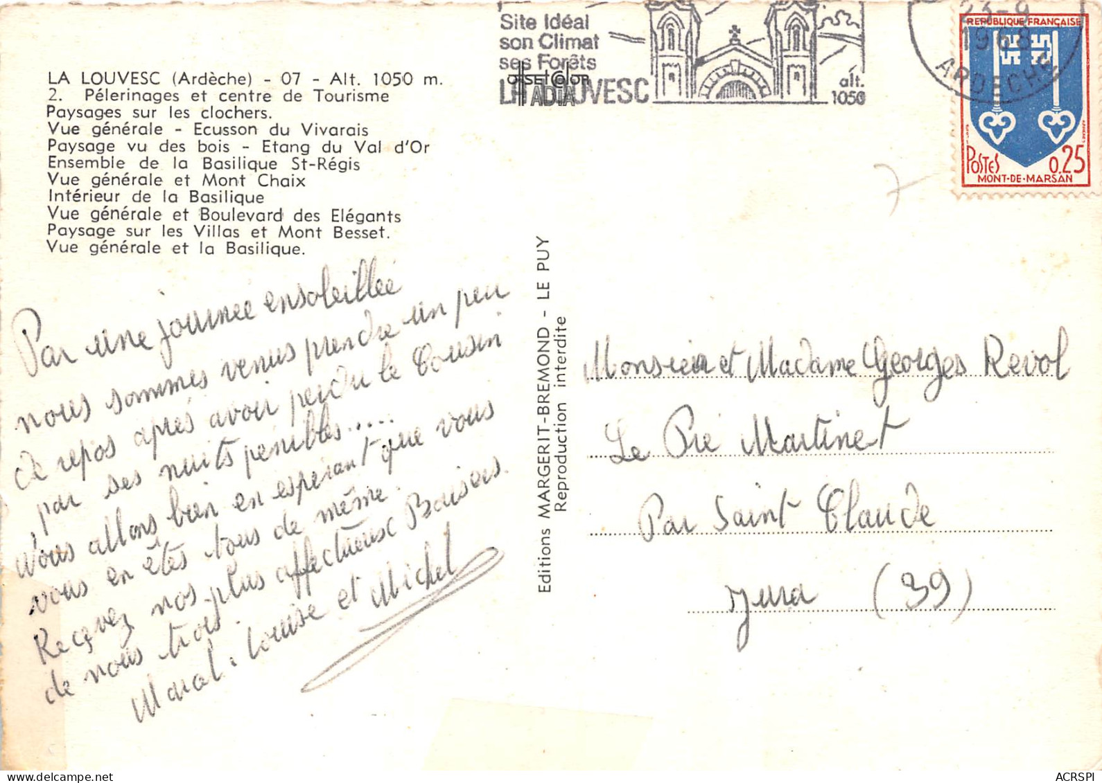 LA LOUVESC Pelerinage Et Centre De Tourisme Vue Generale Ecusson Du Vivarais 1(scan Recto-verso) MB2370 - La Louvesc