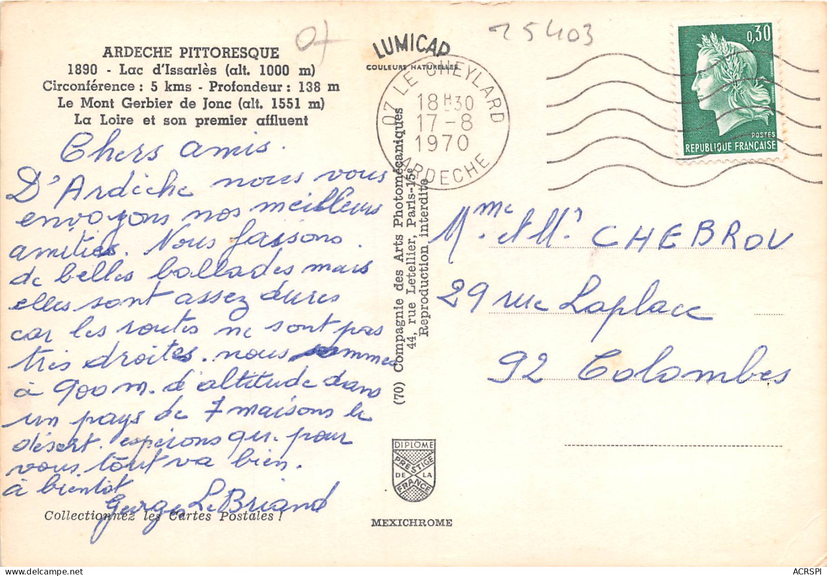 Lac D Issarles La Loire Et Son Premier Affluent 8(scan Recto-verso) MB2376 - Sonstige & Ohne Zuordnung