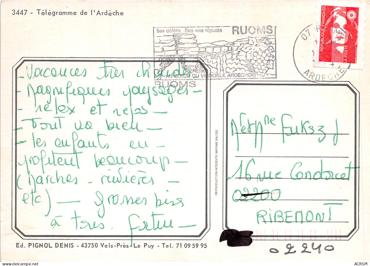 Telegramme De L Ardeche 26(scan Recto-verso) MB2376 - Other & Unclassified