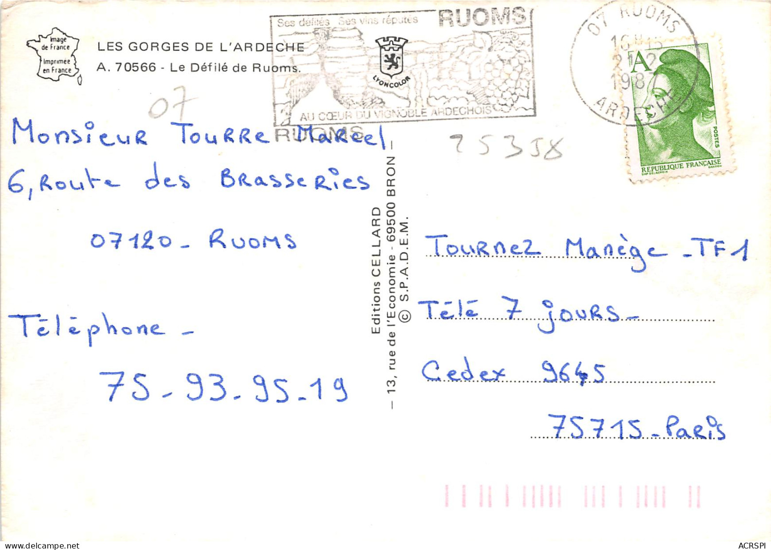 LES GORGES DE LA RDECHE Le Defile De Ruoms 24(scan Recto-verso) MB2377 - Other & Unclassified
