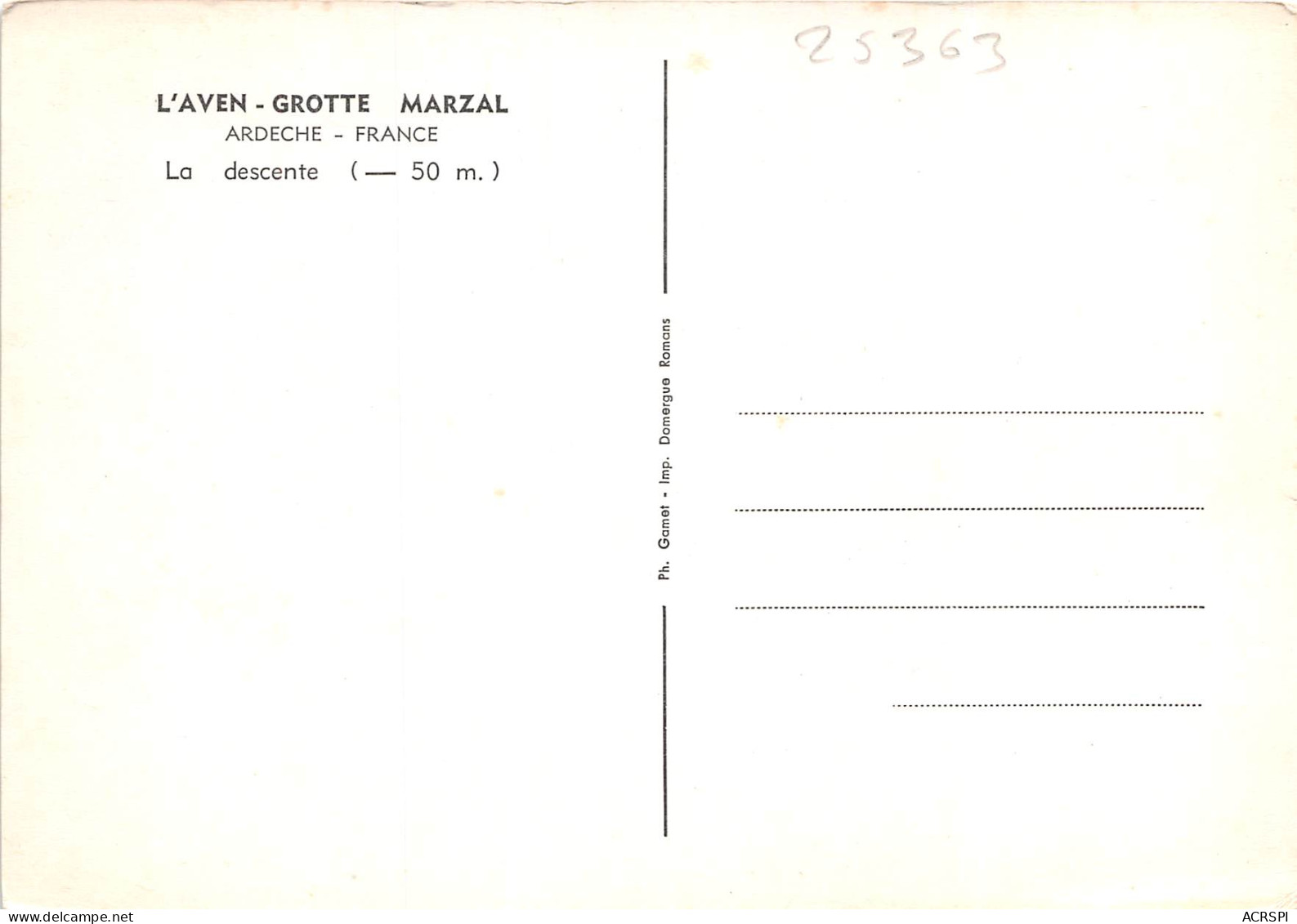 AVEN GROTTE MARZAL La Descente 26(scan Recto-verso) MB2377 - Altri & Non Classificati